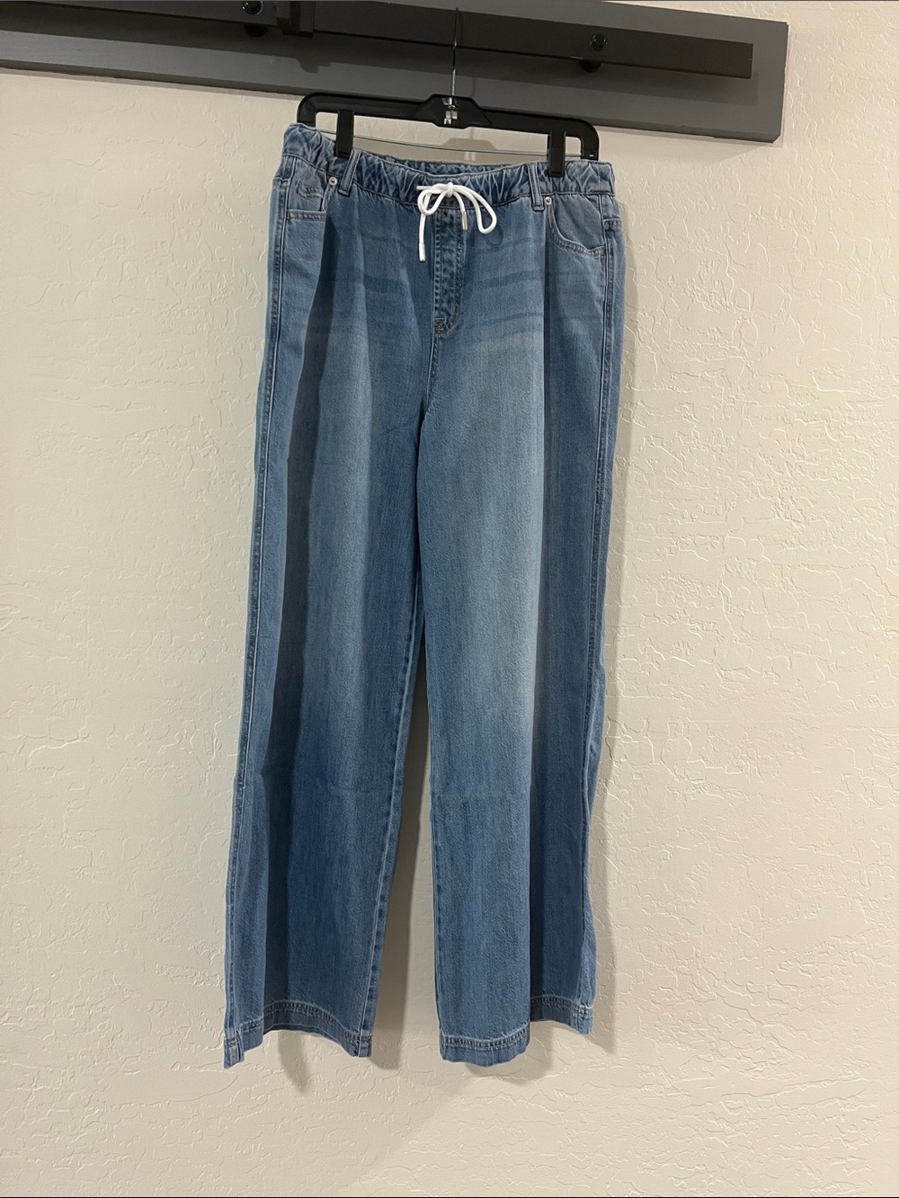 Boston Proper Summer Weight Light Blue Wide-Leg Drawstring Jeans, NWOT